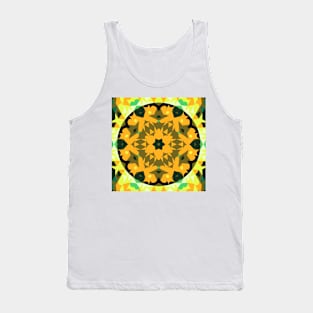 Retro Mandala Flower Orange Yellow and Green Tank Top